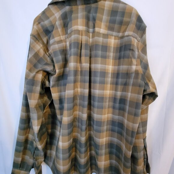 Men's Eddie Bauer Soft Flannel Long Sleeve Shirt 2XL XXL Green Brown Plaid - Picture 3 of 3